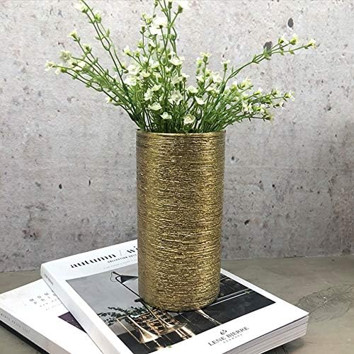 WGV Ceramic Cylinder Vase Bulk Width 4" Height 8" Elegant Unique Modern Matte Floral Container Planter Pot Centerpiece for Event Party Wedding Office Home Decor, Gold Textured 12 Pieces - Image 3