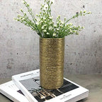 WGV Ceramic Cylinder Vase Bulk Width 4" Height 8" Elegant Unique Modern Matte Floral Container Planter Pot Centerpiece for Event Party Wedding Office Home Decor, Gold Textured 12 Pieces - Image 3