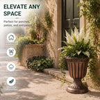 Zhehao 4 Pcs 16 x 18 Inches Brushed Copper Plastic Urn Planter Classic Flower Pots Front Porch Planters Indoor Outdoor Planters with Pedestal for Wedding Party Bridal Shower Garden Patio Porch - Image 6