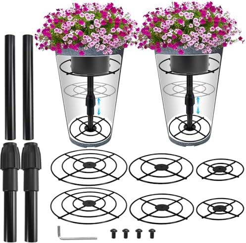 VICAMB 2 Pack Adjustable 6-10.5in Plant Risers for Inside Pots,Metal Planter Lift Inserts Fillers Risers for Tall Square Round Taper Large Pots(5.9" 7.87" 9.84" Base or Top) by Unknown