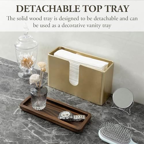 MyGift Gold Wall Mounted Paper Towel Holder, Folded Towel Dispenser - Image 3