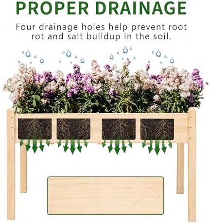 30" H Raised Garden Bed with Legs, Fir Wood Elevated Garden Bed Planter Box - Image 4