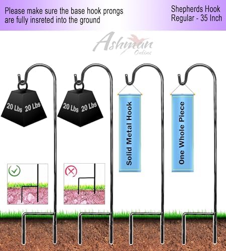Ashman Shepherd's Hooks 35 Inch (40 Per Pack), Black, Made of Premium Metal for Hanging Solar Lights, Bird Feeders, Mason Jars, Christmas Lights, Lanterns, Garden Stakes and Wedding Décor. - Image 4