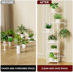 Homsorout Plant Stand Indoor with Grow Light - 6-Tier Metal Plant Shelf with Hanging Basket Hook, Corner Tall Flower Holder for Multiple Plants, Living Room Balcony Garden Patio, White - Image 5