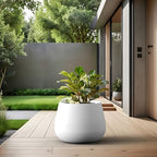 Kante White Concrete Planter 18.1" Dia All-Weather Round Accent Pot - Image 6