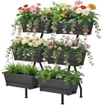 ETELI Vertical Raised Garden Bed 3 Tier Garden Planter Indoor Outdoor Herb Planter with 6 Removable Boxes Standing Garden Planter with Drainage Holes Elevated Raised Bed for Patio Balcony Porch, Grey by ETELI