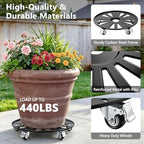 KEDSUM 16 in Plant Caddy with Wheels, Anti-Rust & Anti-Slip, 440LBS - Image 5