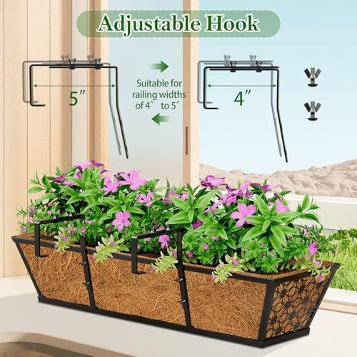 SPECILITE 24" Adjustable Metal Window Railing Planters Boxes, 2 Pack - Image 4