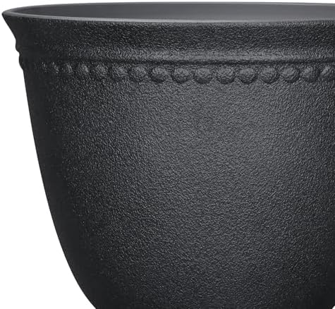 18-inch Black Regeneration of Resin Flowerpot with Drainage Holes is Simple and Modern for Indoor and Outdoor use. - Image 3