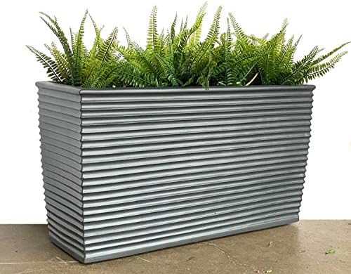 NMN Designs Winona Planter - 30" L x 12" W x 17" H - Fiberglass - Rectangular Plant Container - Gray - Indoor/Outdoor - Drainge Holes - Best Planter - Image 2