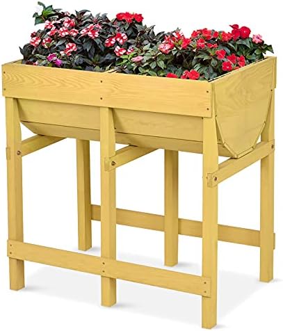 GIANTEX Raised Garden Bed, Elevated Wood Planter Box Stand, Planter Garden Grow Box Kit W/Legs for Vegetable Flower Herb, Outdoor Planter Box W/Shelf for Garden Patio Backyard Natural by Giantex