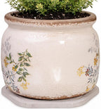Rustic Cottage Ceramic Plant Pot with Decorative Saucer, Plant Lover Gifts by XiaanJiaju