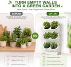 Briwooody 3 Set 6 Pocket Vertical Stackable Wall Planters Kit Outdoor Self Watering Plastic Planter Grow Hang Mount System for Strawberry Flower Vegetable Home Fence Balcony Wall Decor - Image 3