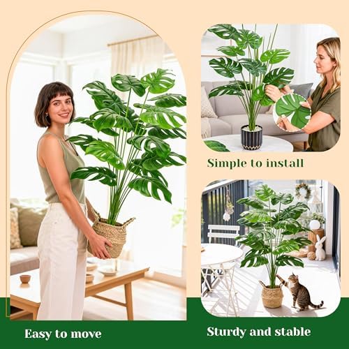 Der Rose 44" Tall Fake Plants, Artificial Tree in Round Basket Home Decor - Image 4