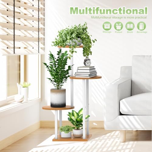 4 Tier Plant Stand Indoor Corner Tall Shelf for Multiple Plants - Image 6