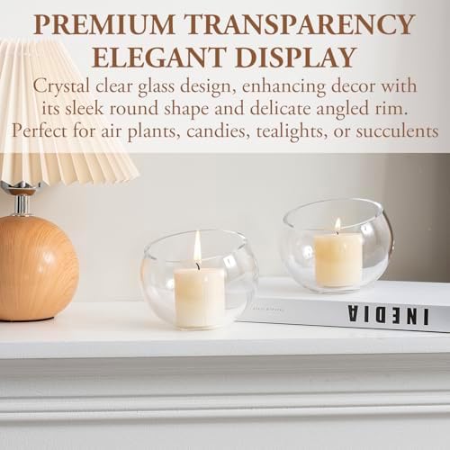 MyGift 5 Inch Clear Glass Round Bowl Air Plant Terrariums, Set of 4 - Image 2