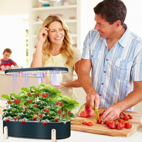 Indoor Garden Hydroponics Growing System12 Pods Plant Germination Kit Aeroponic Herb Vegetable Growth Lamp Countertop with LED Grow Light Hydrophonic Planter Grower Automatic Water Circulation (Green) - Image 7