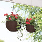 Plastic Hanging Flower Pots –Planters with Chain, 7.1 Inch Diameter, for Indoor Outdoor Balcony Garden, Lightweight Plant Holders for Home Decor Set of 3 (Dark Brown) - Image 4