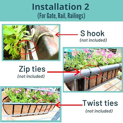 LaLaGreen Large Wall Planter (36 in, 8 Pack) Black Coco Liner Window Box - Image 4