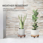 THYOI 2 Pack 12" Acacia Wood Plant Caddy with Lockable 360° Caster Wheels, 300 LB Heavy Duty Rolling Stand for Indoor Outdoor Planter Pots, Wooden Dolly for Patio (Golden Teak, Round) - Image 6