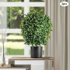 2PCS Artificial Boxwood Ball Bushes Potted Plants for Outdoor, Faux Topiary Ball, Fake Plants Greenery, Round Shrubs Bushes with Dry Moss Plastic Flowerpot, for Entryway Front Porch Decor (20Inch) - Image 6