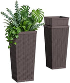 Flamaker 24“ Tall Plastic Planters with Drainage Holes Front Porch Set of 2 by Flamaker