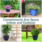 Sunnydaze Chalet 14.5" Ceramic Plant Pot, Imperial Blue Glaze - Image 3