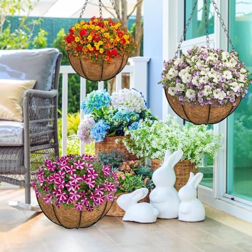 ZeeDix 2 Pack 20 Inch Large Hanging Baskets for Plants Outdoor with Coconut Liners Replacement, Hanging planters Baskets with Natural Coco Liner for Outdoor Indoor Planters Flowers Vegetables - Image 5