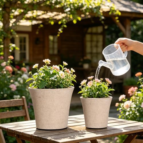 6 Inch Resin Plant Pots with Drainage Hole cone Decorative Flower Planter - Image 3