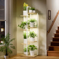 Plant Stand Indoor with Grow Lights - 50" Metal Flower Pot Stands for Multiple Plants - 7 Tiered Tall Plant Stands, Corner Plant Shelf for Living Room Home Gardening Decor (White) by Qiaogreen