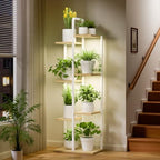 Plant Stand Indoor with Grow Lights - 50" Metal Flower Pot Stands for Multiple Plants - 7 Tiered Tall Plant Stands, Corner Plant Shelf for Living Room Home Gardening Decor (White) by Qiaogreen