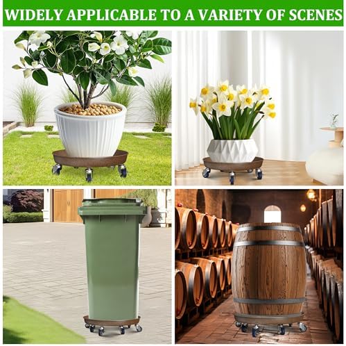 20" Metal Plant Caddy, Heavy Duty Planter Pot Mover with Iron Lockable Wheels and Drain Hole, Large Rolling Dolly Planter Caddy Flower Pot Indoor and Outdoor Flowerpot Tray (1pcs) - Image 6