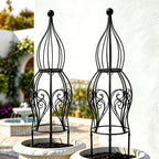 2-Pack Metal Garden Obelisk Trellis, 26.4" Butterfly Rose Plant Support - Image 7