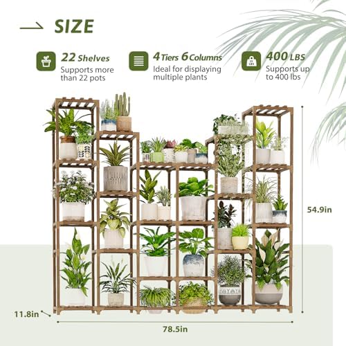 GENTINGBRO 22 Tiers Plant Shelf for Plants Large Indoor Plant Stand Plant Rack Extra Large Wood Plant Stands for Hanging Plant Holder for Patio Balcony Garden - Image 5