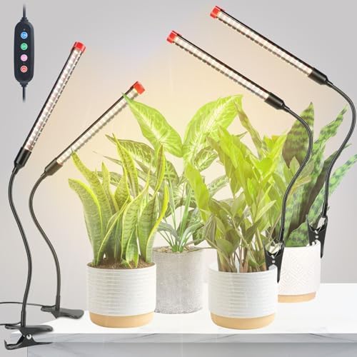 4Pack Full Spectrum Clip Grow Lights for Indoor Plants by GroCruiser