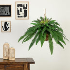 Nearly Natural 22 in Artificial Boston Fern Hanging Basket for Home Decor - Image 3