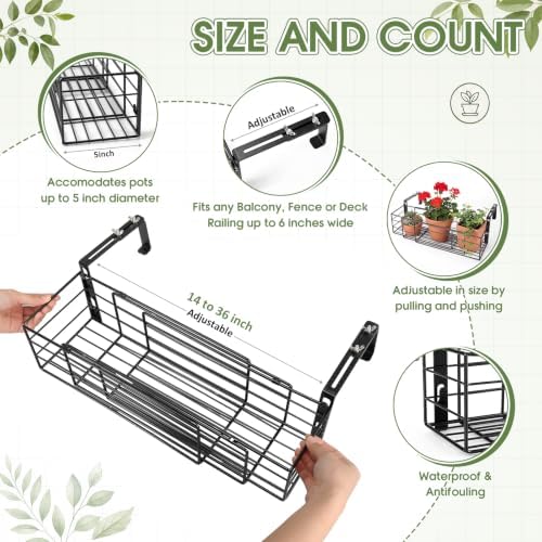 Youyole Railing Hanging Planter Holder, Adjustable Balcony Flower Pot Stand - Image 2