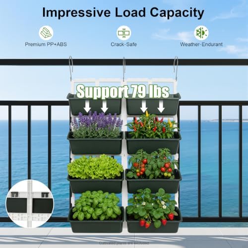 8 Pockets Garden Vertical Planter, 4 Tier Wall Mounted Hanging Planter Flower Garden Care Set For Flowers, Vegetables Or Herb Garden Indoor Outdoor Hanger Wall Hanging Home Decor (Army Green) - Image 6