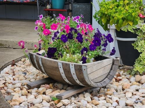 Rustic Planter, Made from Real Wooden Whiskey Barrels, White Oak, Indoor or Outdoor - Image 2