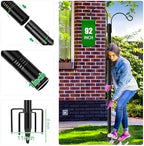 XDW-GIFTS Double Shepherds Hooks for Outdoor, 2-Pack Heavy Duty Garden Pole for Hanging Bird Feeder, Plant Baskets, Solar Light Lanterns, Garden Plant Hanger Stands with 5 Base Prongs - Image 3