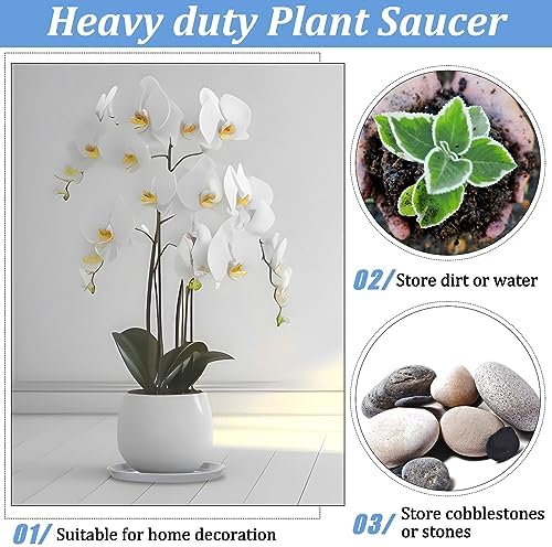 Eccliy 6 Pack Plastic Plant Saucer, Round, 20 Inch, White - Image 5