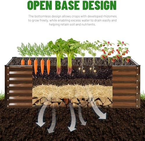 SnugNiture 2-Pack 6x2x2FT Galvanized Raised Garden Bed Kit, Metal Planter Box for Planting Plants Vegetables, Brown - Image 6