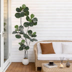 GarveeHome 6FT Artificial Ficus Lyrata Tree, Bendable Boughs, Modern White Pot Included, Perfect for Home Office Living Room Decor Indoor, Tall Artificial Tree for Housewarming Gift - Image 7