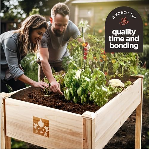 Cedar Raised Garden Bed with Legs, Outdoor Planter Box 48x24x30, 200lb - Image 6