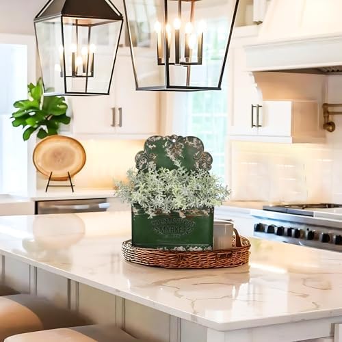 Set of 2 Metal Wall Planters Vintage Hanging Wall Planter Rustic Farmhouse Outdoor Decor Shabby Mount Planters for Fence Garden Patio Porch - Green - Image 7