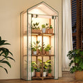 Bamworld Mini Greenhouse with Grow Light Plant Stand for Mutiple Pots Outdoor 3-Tier Portable Greenhouses with Durable PE Cover for Seedling Ideal Gardening Gifts for Women Men by Bamworld