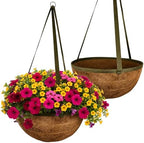 15 Inch Handmade Coco Fiber Hanging Basket 2 Pack - Hanging Planter for Outdoor Plants - Natural Boho Rustic Coconut Coir Oversize Decorative Flower Pot Holder for Porch Patio Balcony Garden by Austram
