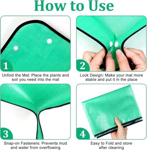 Planting Mat Gardening Potting Pad Foldable Garden Plant Flower Pot Transplanting Waterproof Mats for Indoor Plant Repotting(100x100cm(Thickened)) - Image 4