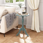 HLR Round Small End Table, Wooden Pedestal Side Tables for Small Spaces - Image 2
