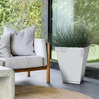 Veradek Nobleton Indoor/Outdoor Wide Square Planter (White, 22 inch - 2 Pack with 2 Saucer Trays) - Image 6